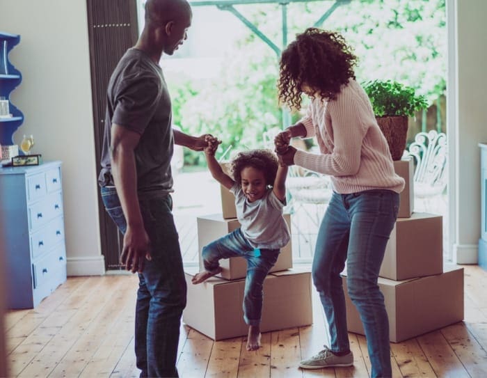 young family in a new home