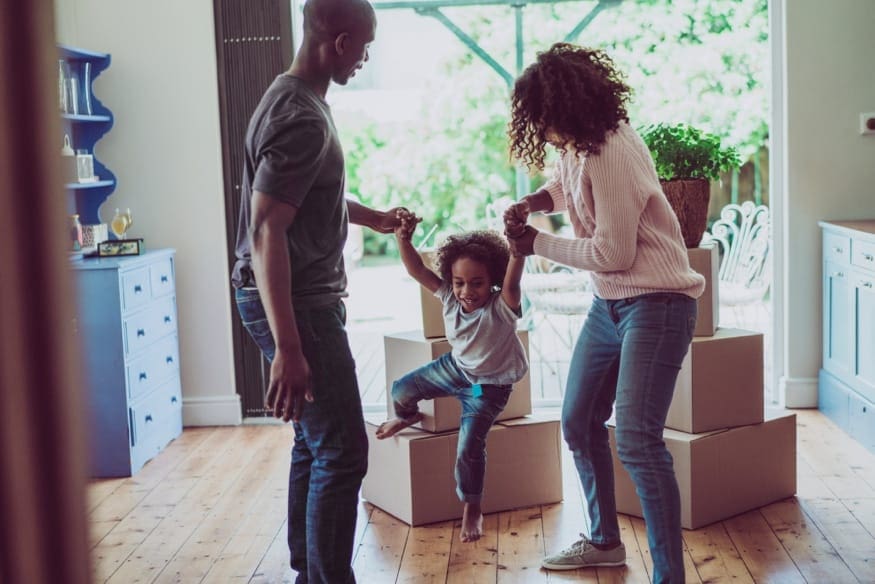 young family moving