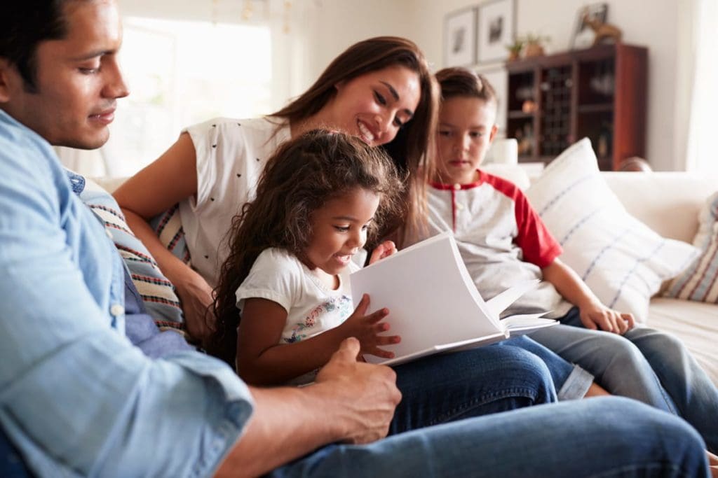 happy family in their home