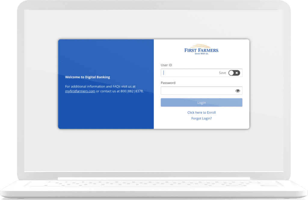 An image of forgetting login for First Farmers on digital/online banking.