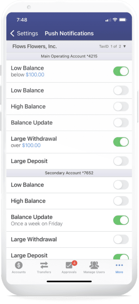 An image of mobile alerts step 3 on online banking.