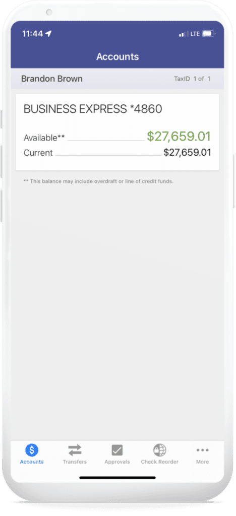 An image of mobile banking management step 1.