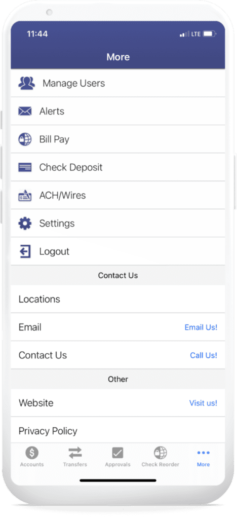 An image of mobile management step 2 on online banking.