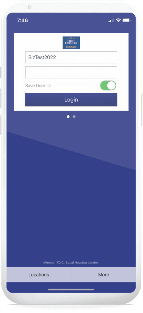 An image of getting started step 1 for First Farmers Business on online banking.