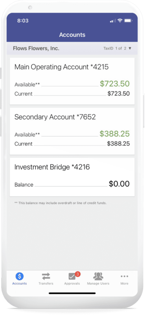 An image of mobile transfer step 1 for different accounts on online banking.