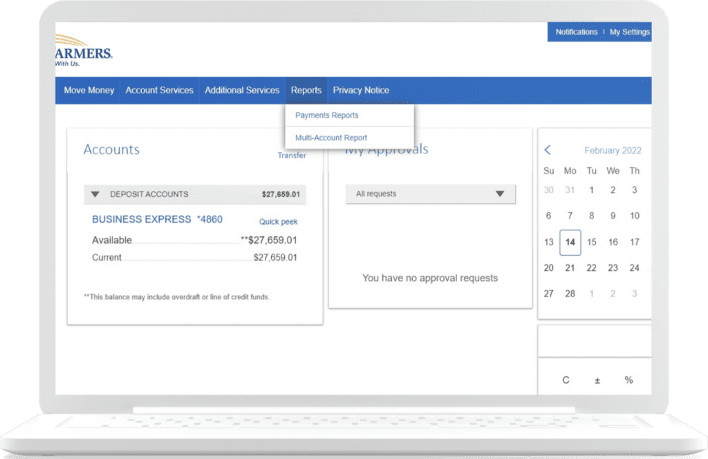 An image of online reports on online banking.