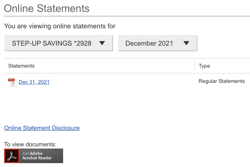 An image of viewing statements on online banking.