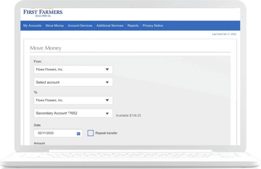 An image of moving/transferring money on online banking.