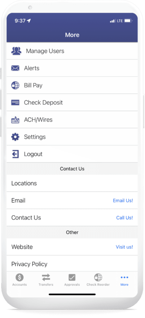 An image of online treasury mobile ACH step 2 on online banking.