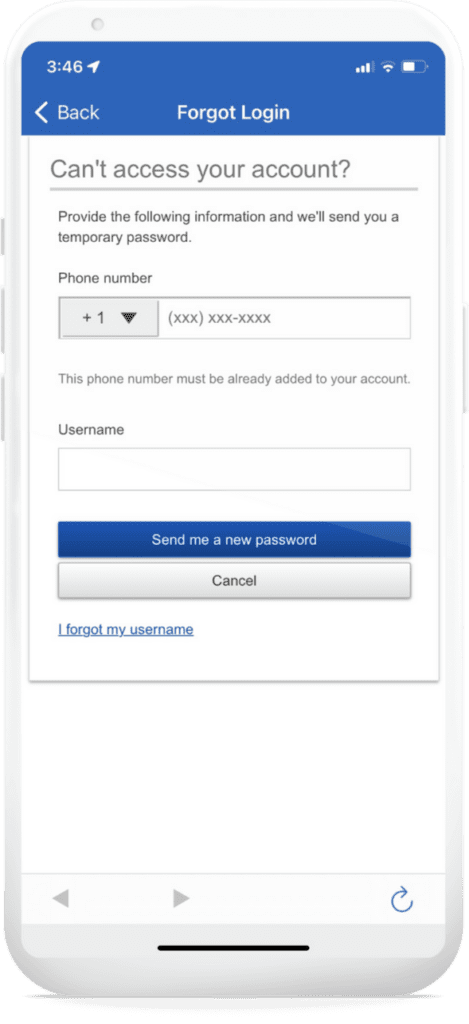 An image of forgetting login step 2 on online banking.