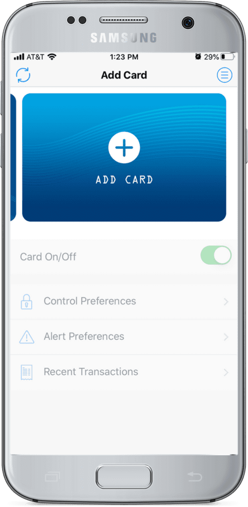 An image of SecurLock Equip for adding card on mobile banking.