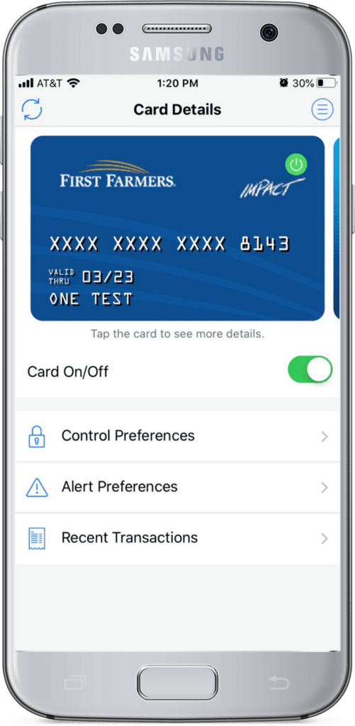 An image of SecurLock Equip for card details for online banking.
