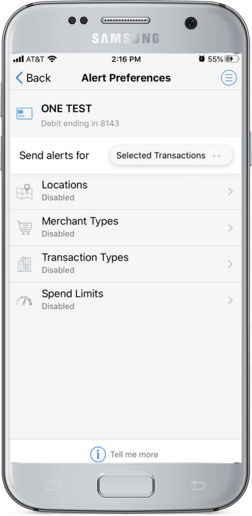 An image of alert preference on mobile First Farmers and Merchants Bank.