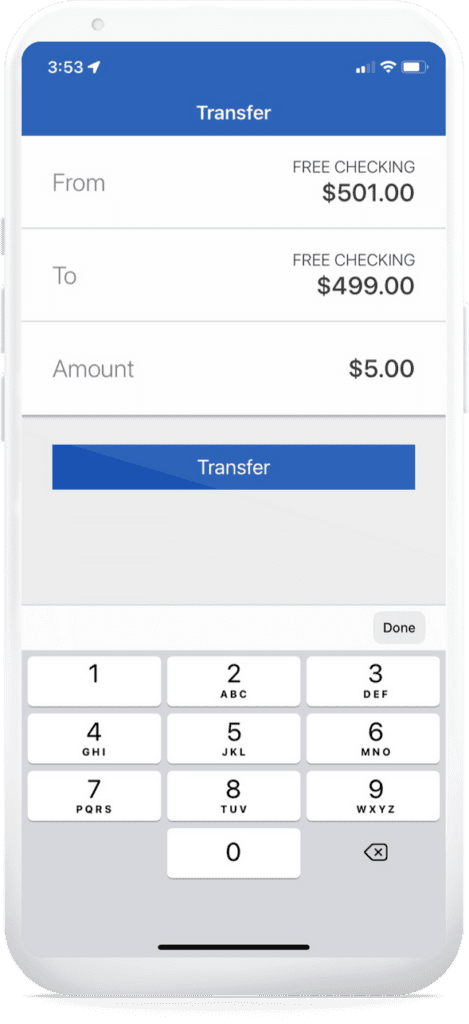 An image of money transfer on mobile banking.