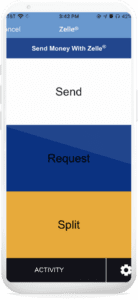 An image of Zelle setup on online banking.