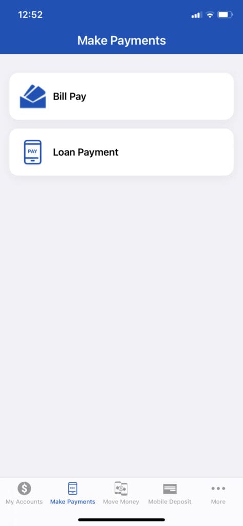 Select Bill Pay, then Add or Select the payee for payment.