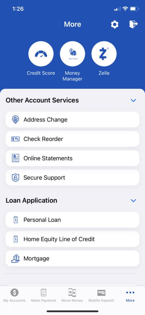 Screenshot of Account Settings in Mobile App