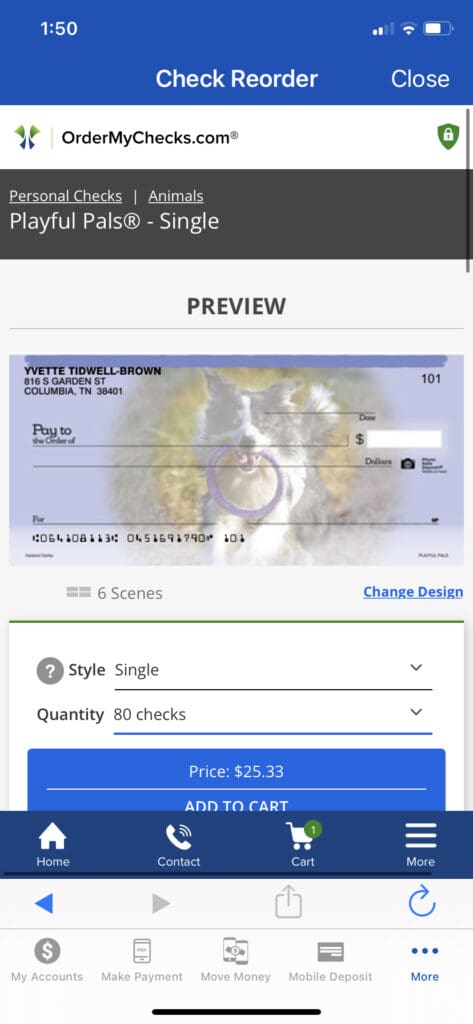 Screenshot of Check Reorder Preview in Mobile App
