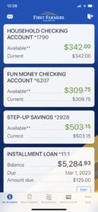 Screenshot of Main page in Mobile App