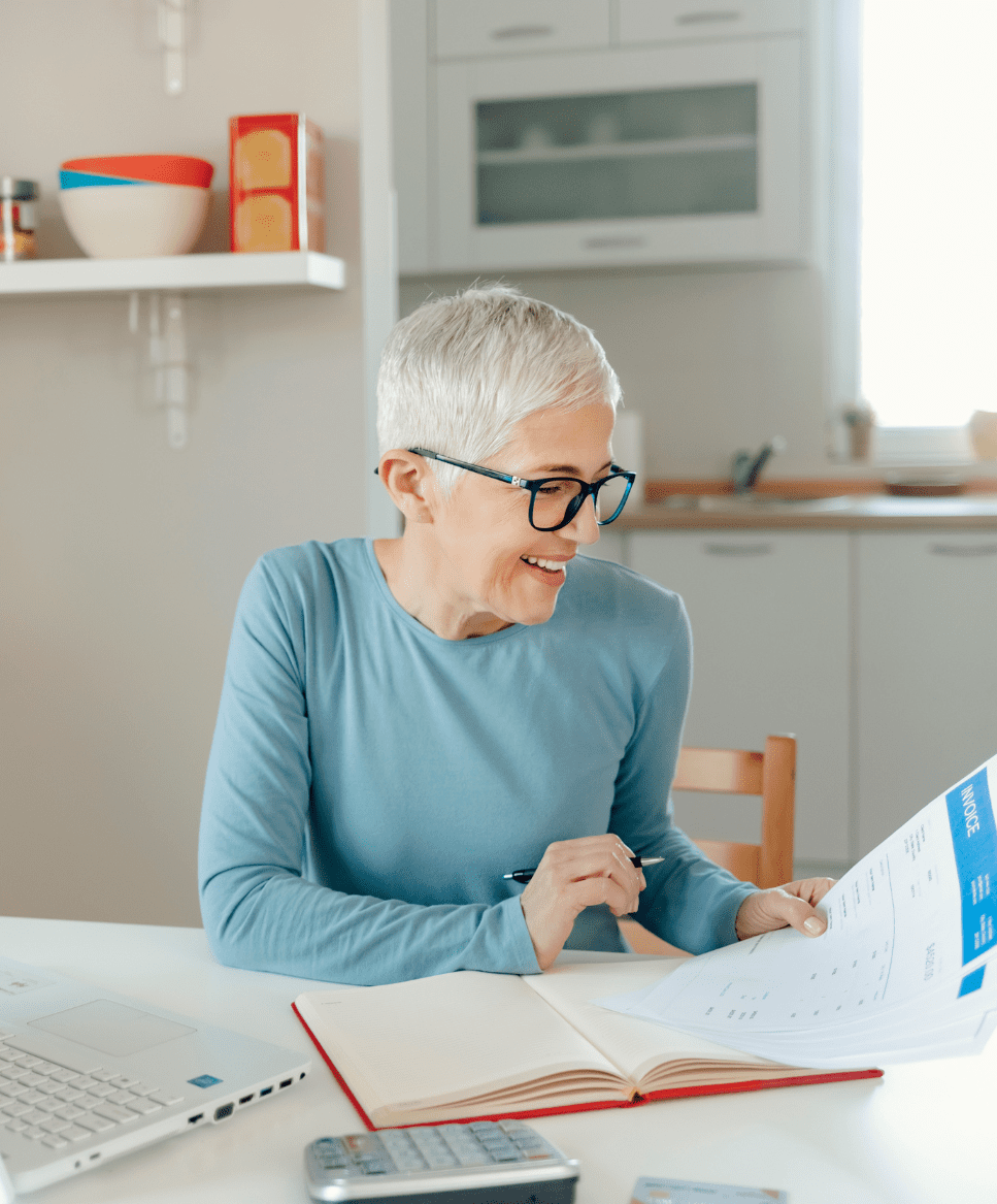 Woman reviewing an invoice