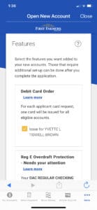 Screenshot of Open New Account in Mobile App